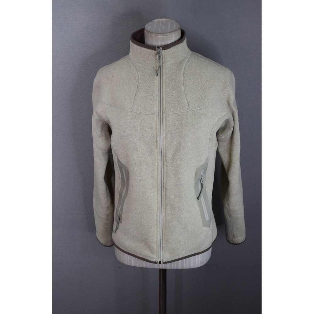 Arcteryx Covert Cardigan M Oatmeal Beige Polartec Fleece Full Zip Jacket Womens